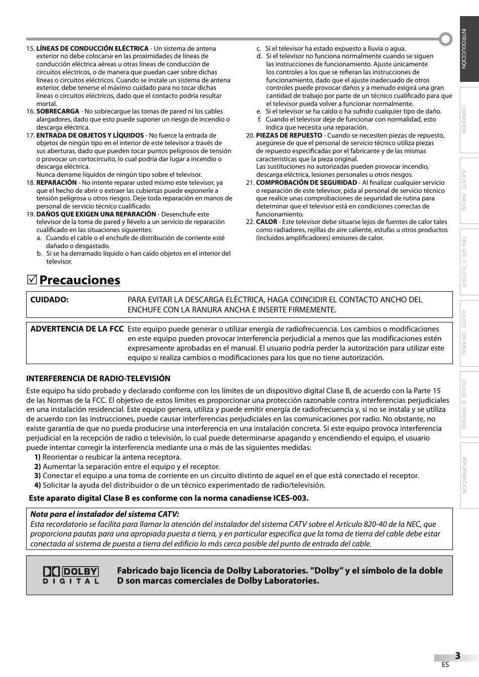 Precauciones | FUNAI Durabrand CR130DR8 User Manual | Page 29 / 52