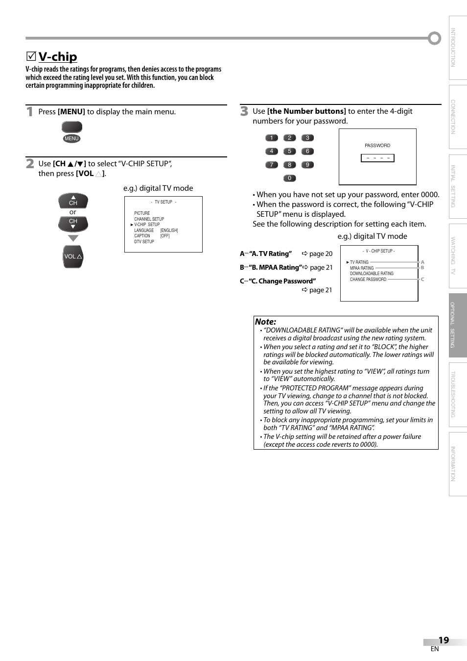 V-chip | FUNAI CR130TT8 User Manual | Page 19 / 78