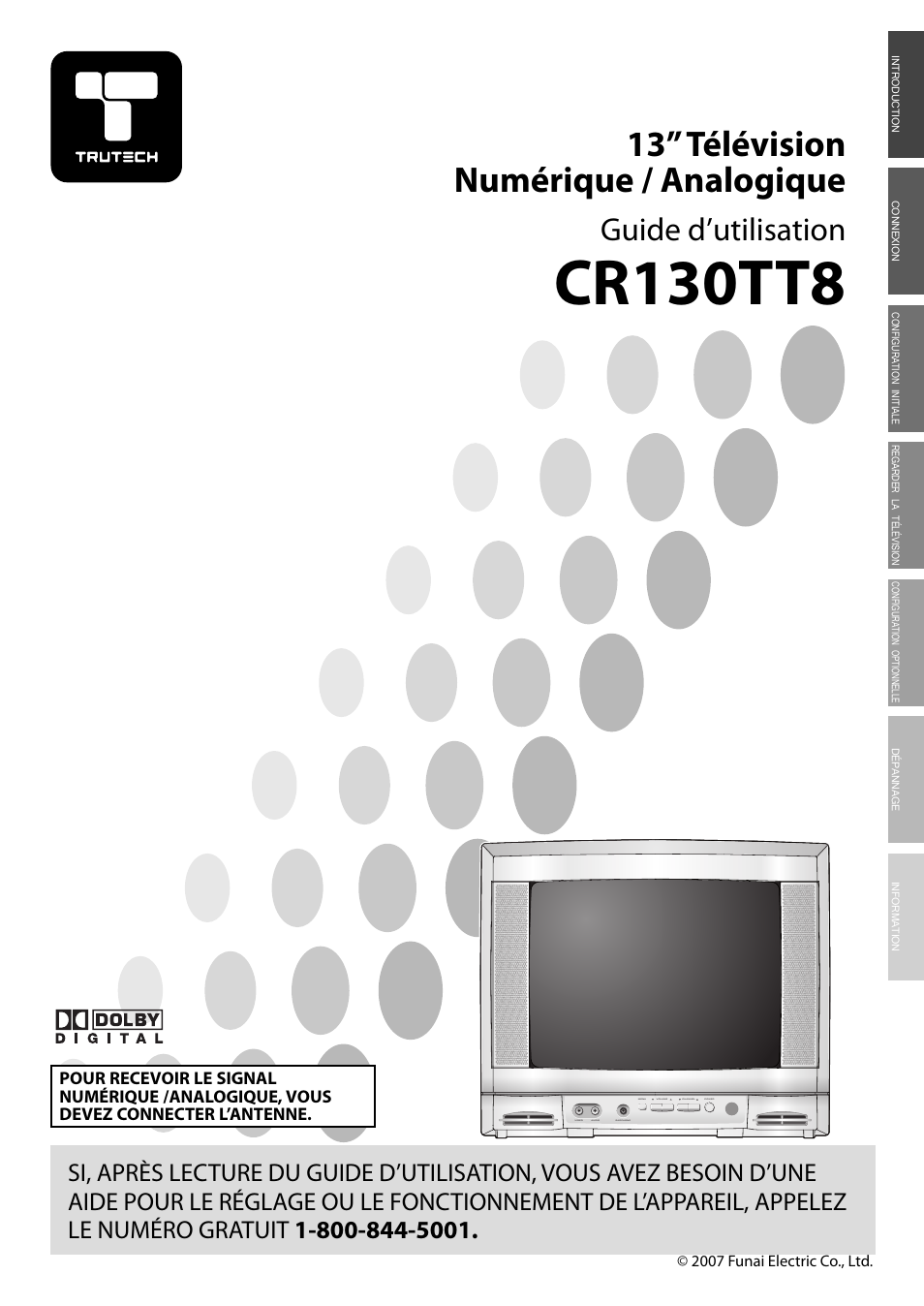 Cr130tt8_p7106ut_fr_v1.pdf, Cr130tt8, 13” télévision numérique / analogique | Guide d’utilisation | FUNAI CR130TT8 User Manual | Page 27 / 78