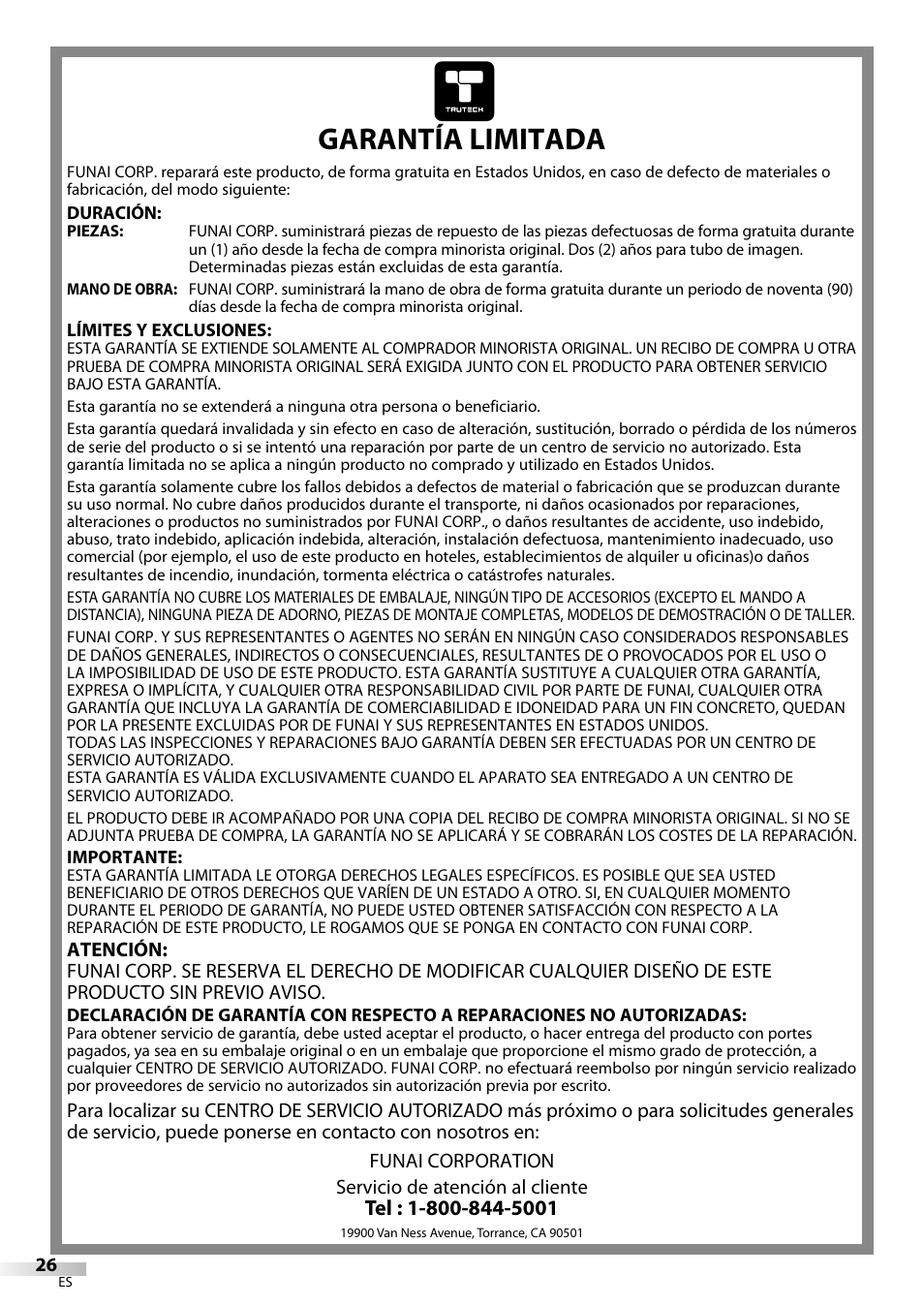 Garantía limitada | FUNAI CR130TT8 User Manual | Page 78 / 78