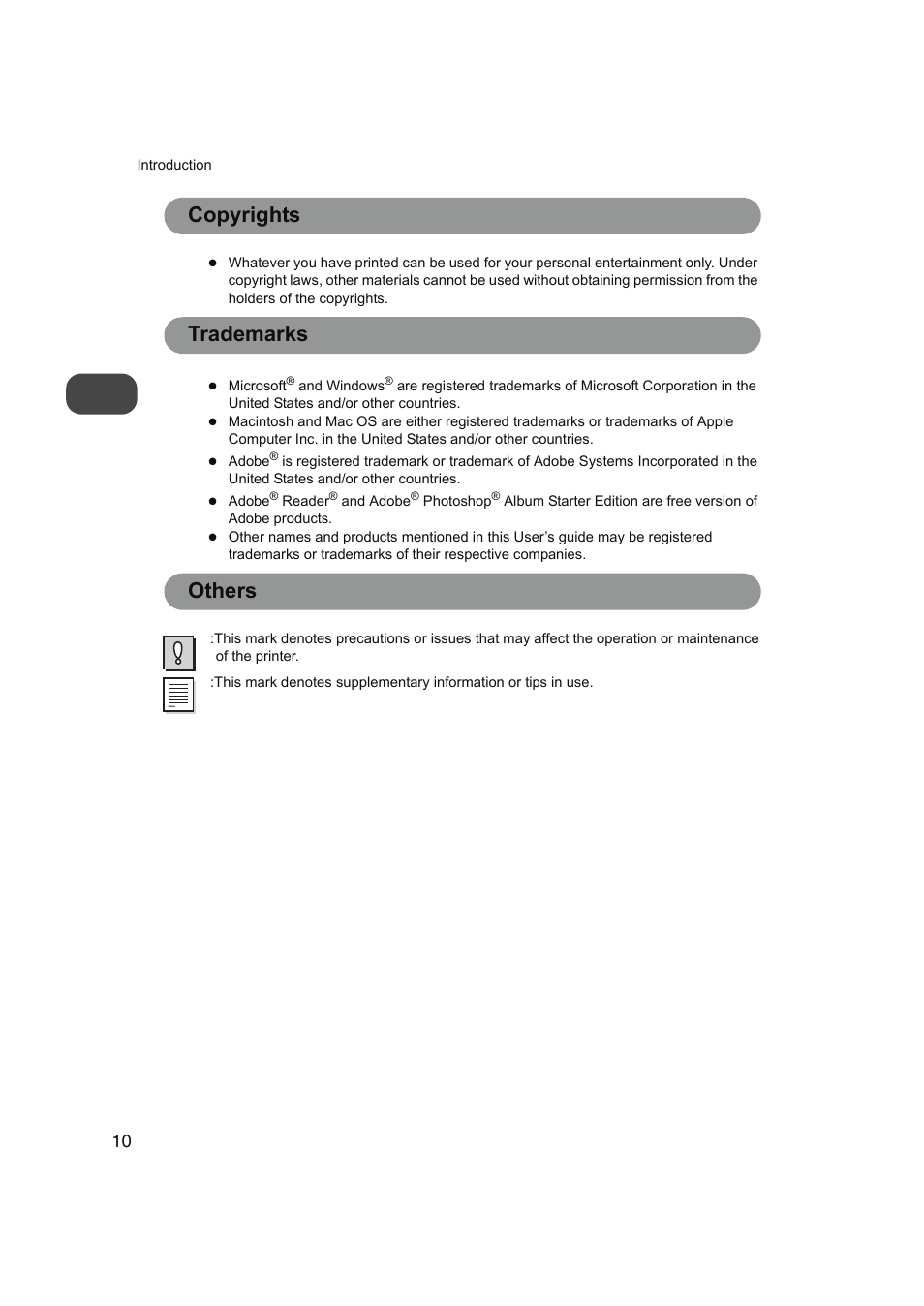 Copyrights, Trademarks, Others | Copyrights trademarks others | FUNAI FDP-100 User Manual | Page 10 / 45