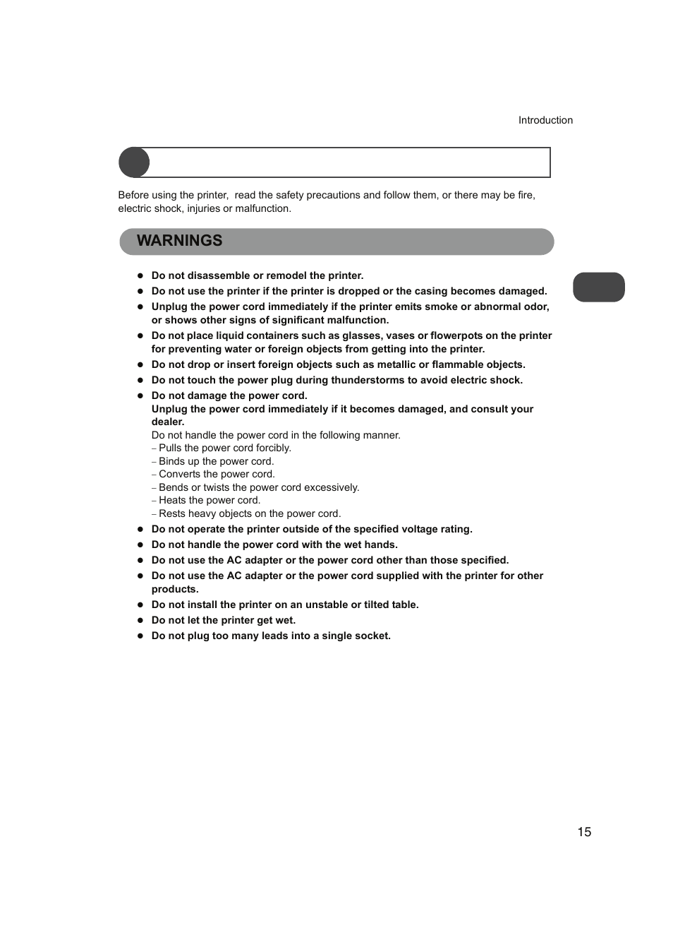 Safety precautions, Warnings | FUNAI FDP-100 User Manual | Page 15 / 45