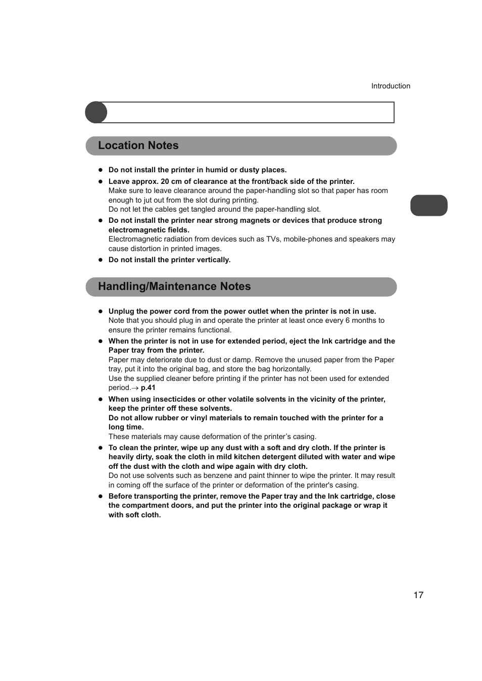 Usage/handling note, Location notes, Handling/maintenance notes | Location notes handling/maintenance notes | FUNAI FDP-100 User Manual | Page 17 / 45