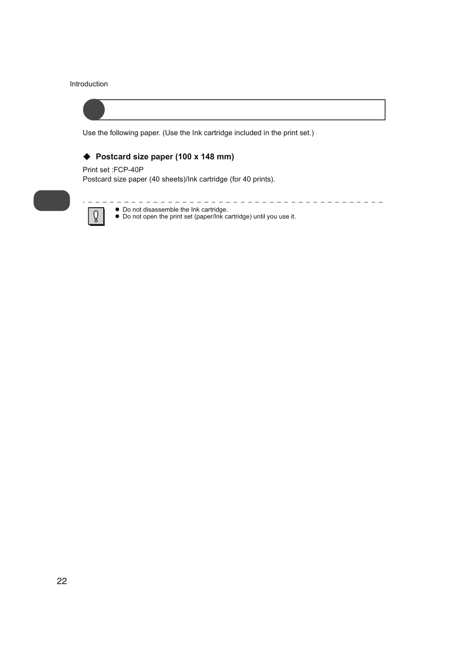 Paper/ink cartridge | FUNAI FDP-100 User Manual | Page 22 / 45