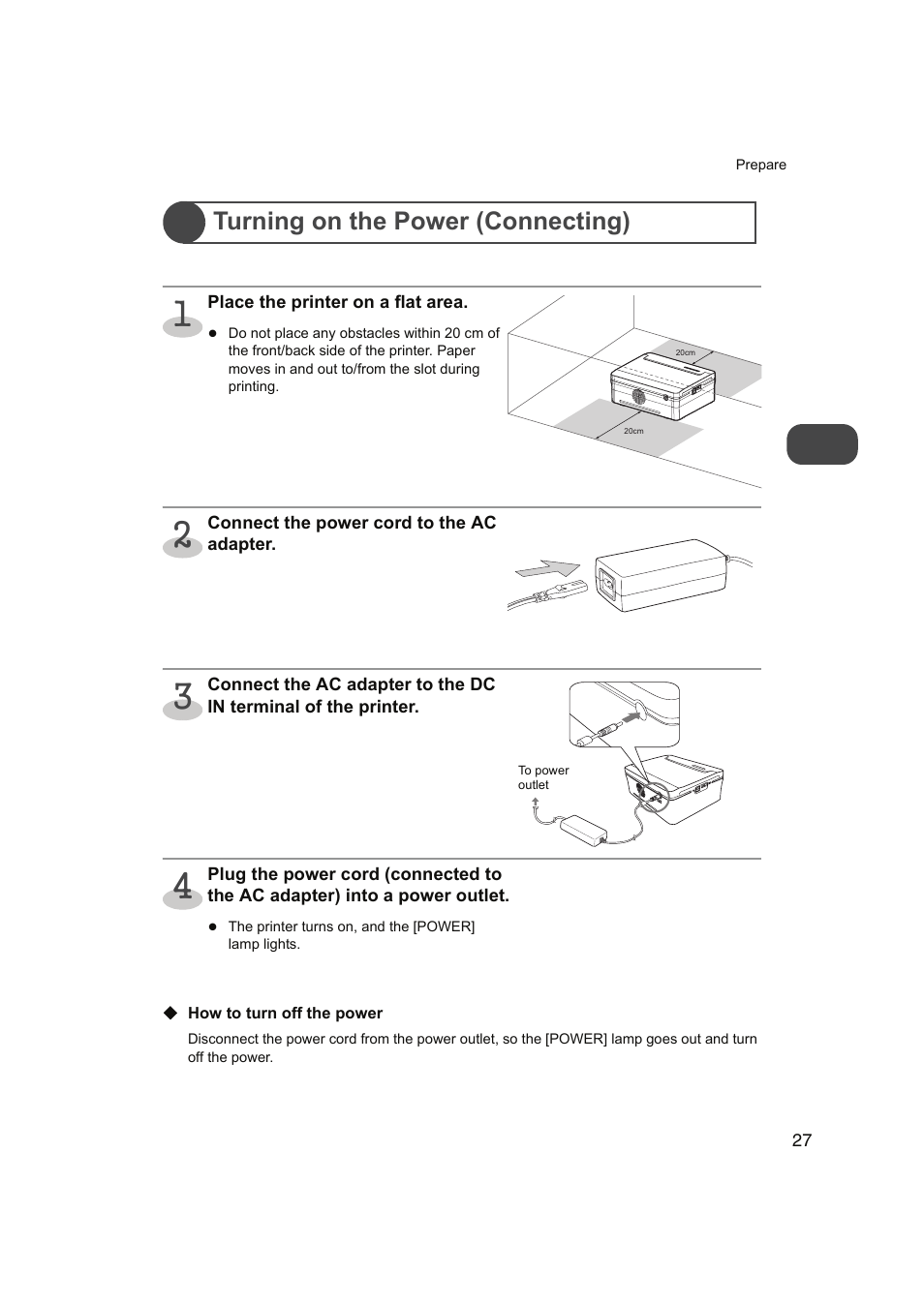Turning on the power (connecting), P.27 | FUNAI FDP-100 User Manual | Page 27 / 45