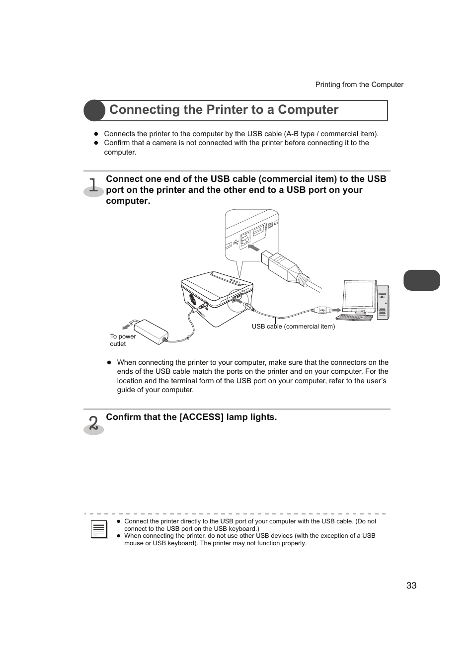 Connecting the printer to a computer, P.33 | FUNAI FDP-100 User Manual | Page 33 / 45