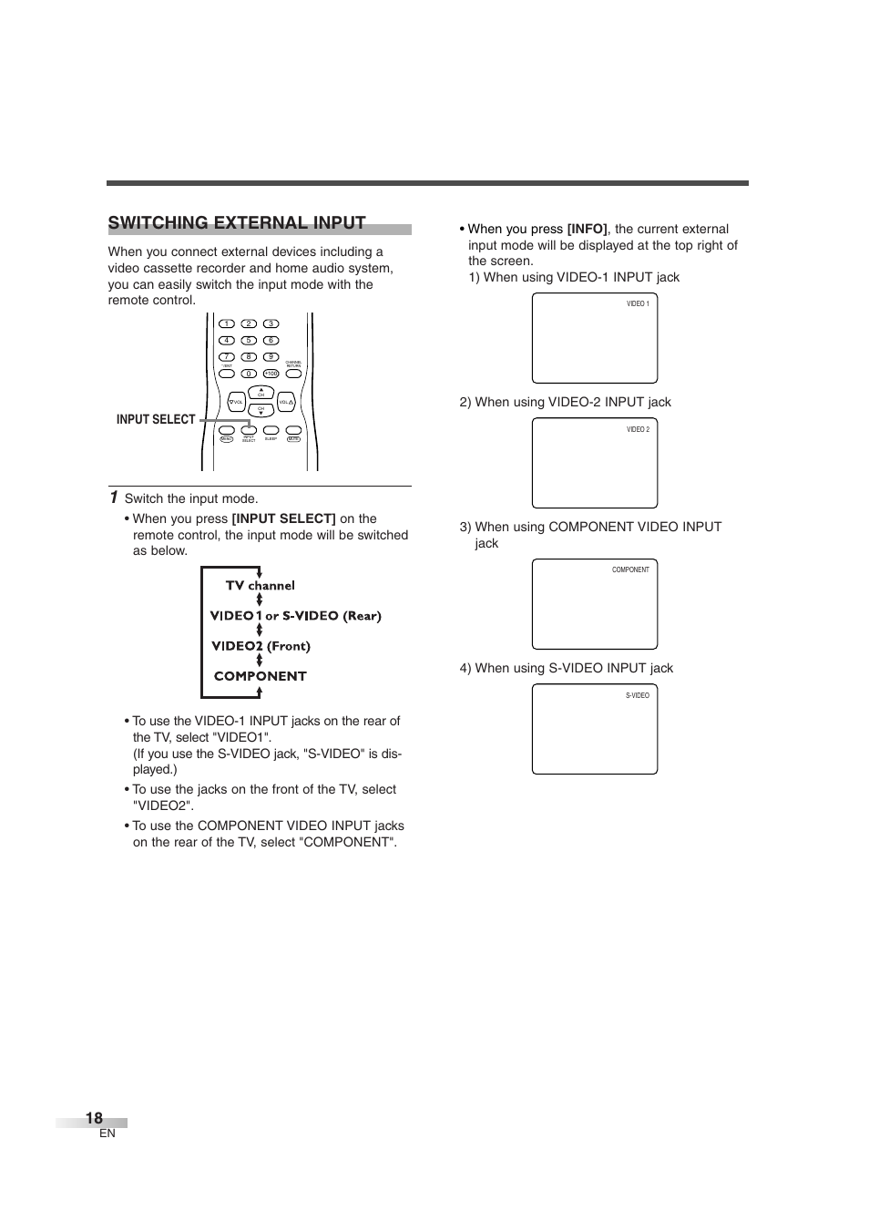 Switching external input | FUNAI MJ427GG User Manual | Page 18 / 40