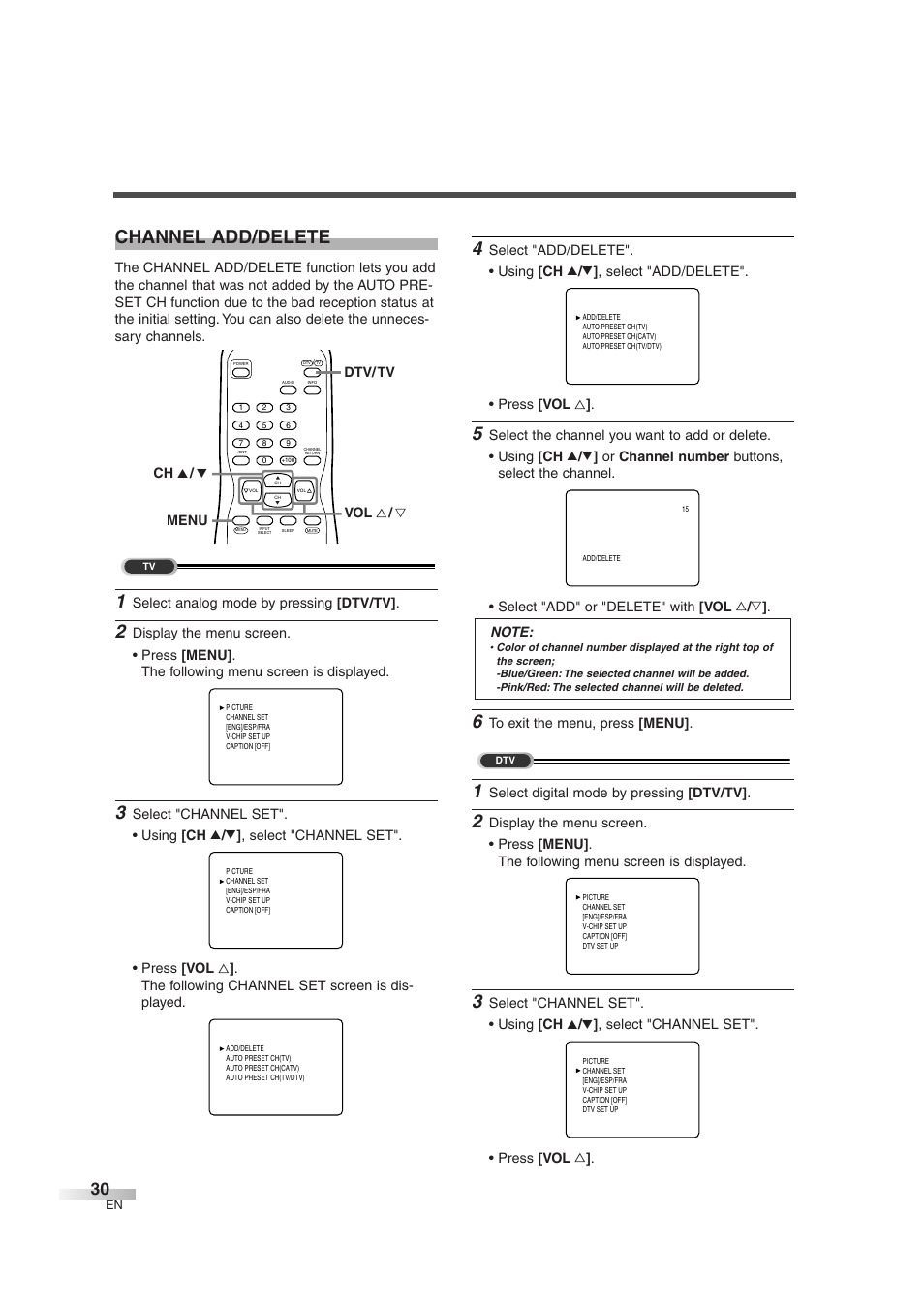 Channel add/delete | FUNAI MJ427GG User Manual | Page 30 / 40