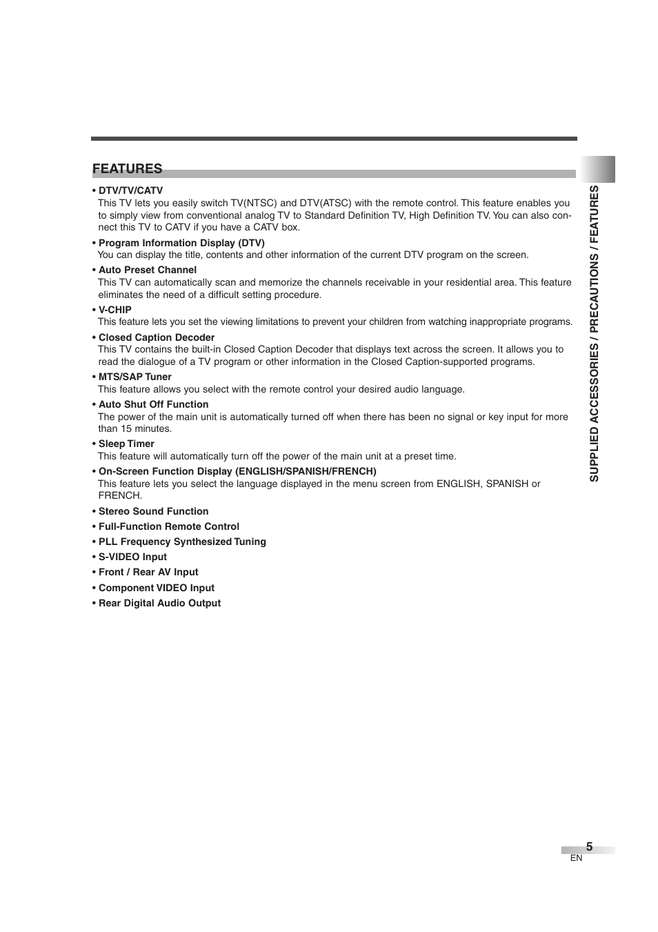 Features | FUNAI MJ427GG User Manual | Page 5 / 40