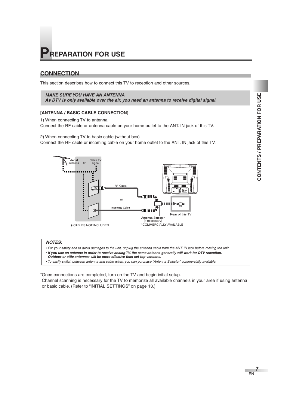Reparation for use, Connection | FUNAI MJ427GG User Manual | Page 7 / 40