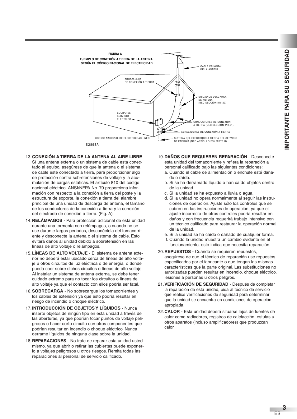 Impor t ante p ara su segurid ad | FUNAI CR272IL8 User Manual | Page 41 / 76