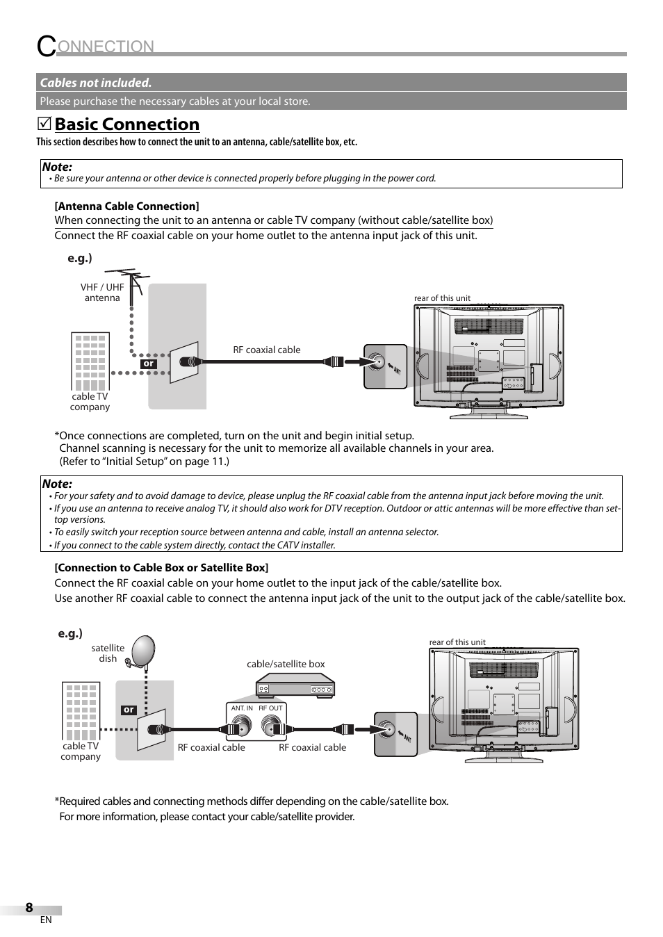 Onnection, Basic connection | FUNAI LC200EM8G User Manual | Page 8 / 28