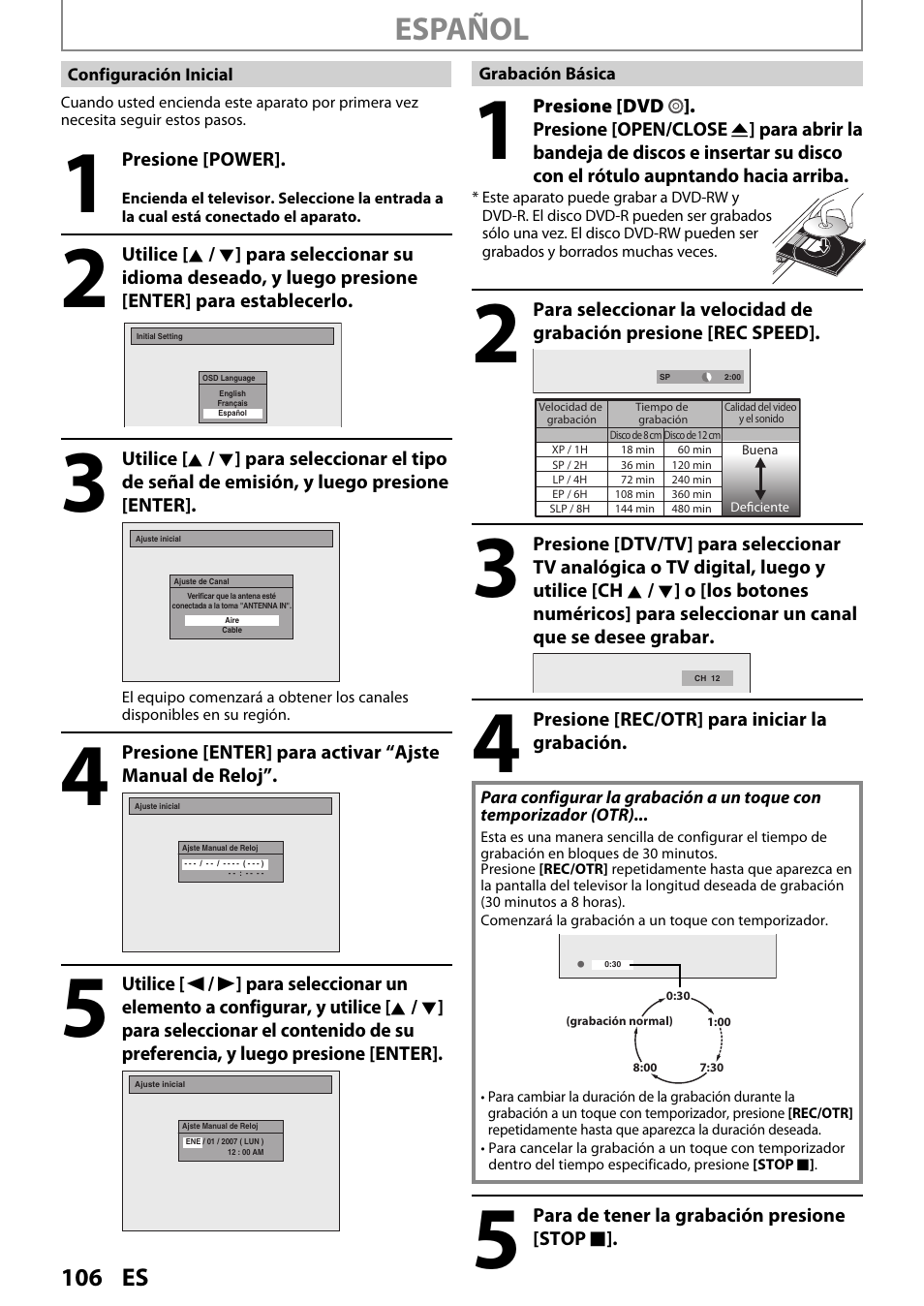 Español | FUNAI ZV450TT8 User Manual | Page 106 / 108