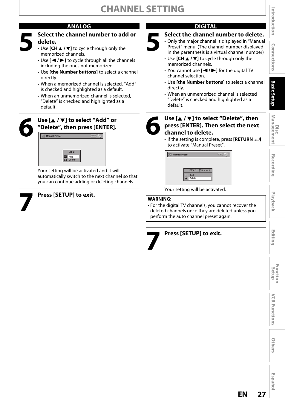 Channel setting | FUNAI ZV450TT8 User Manual | Page 27 / 108