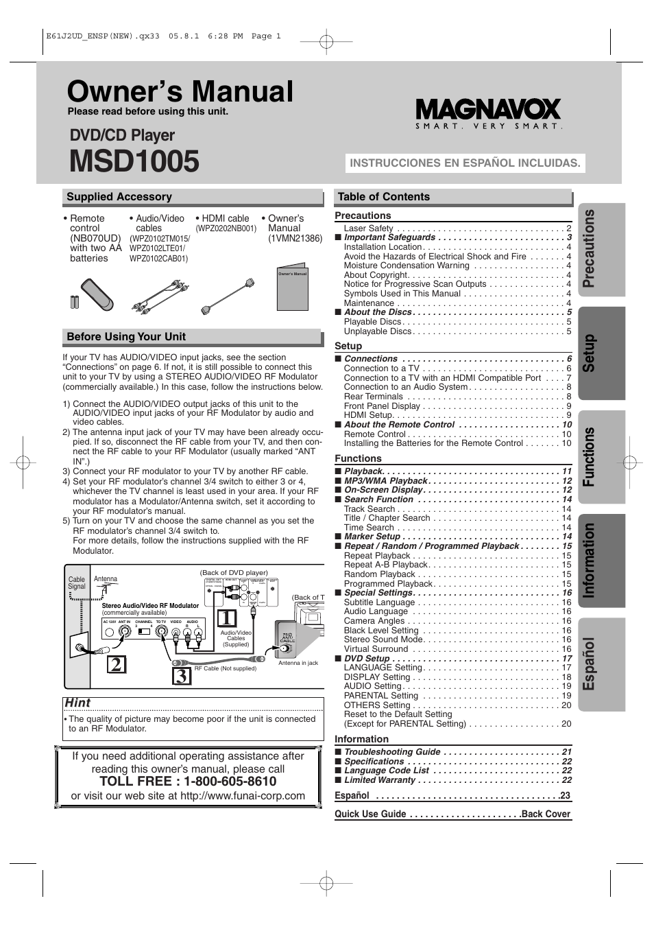 FUNAI MSD1005 User Manual | 24 pages