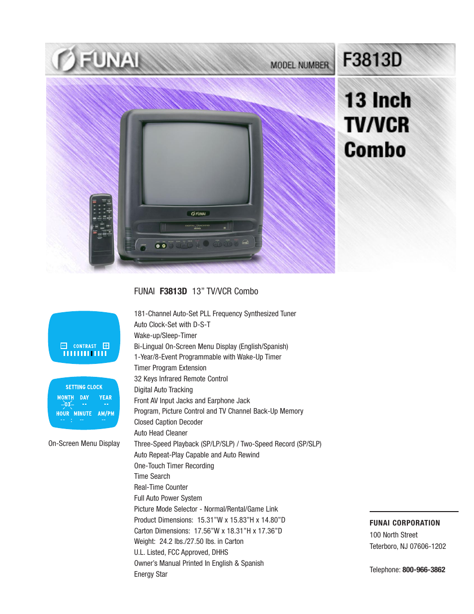 FUNAI F3813D User Manual | 1 page