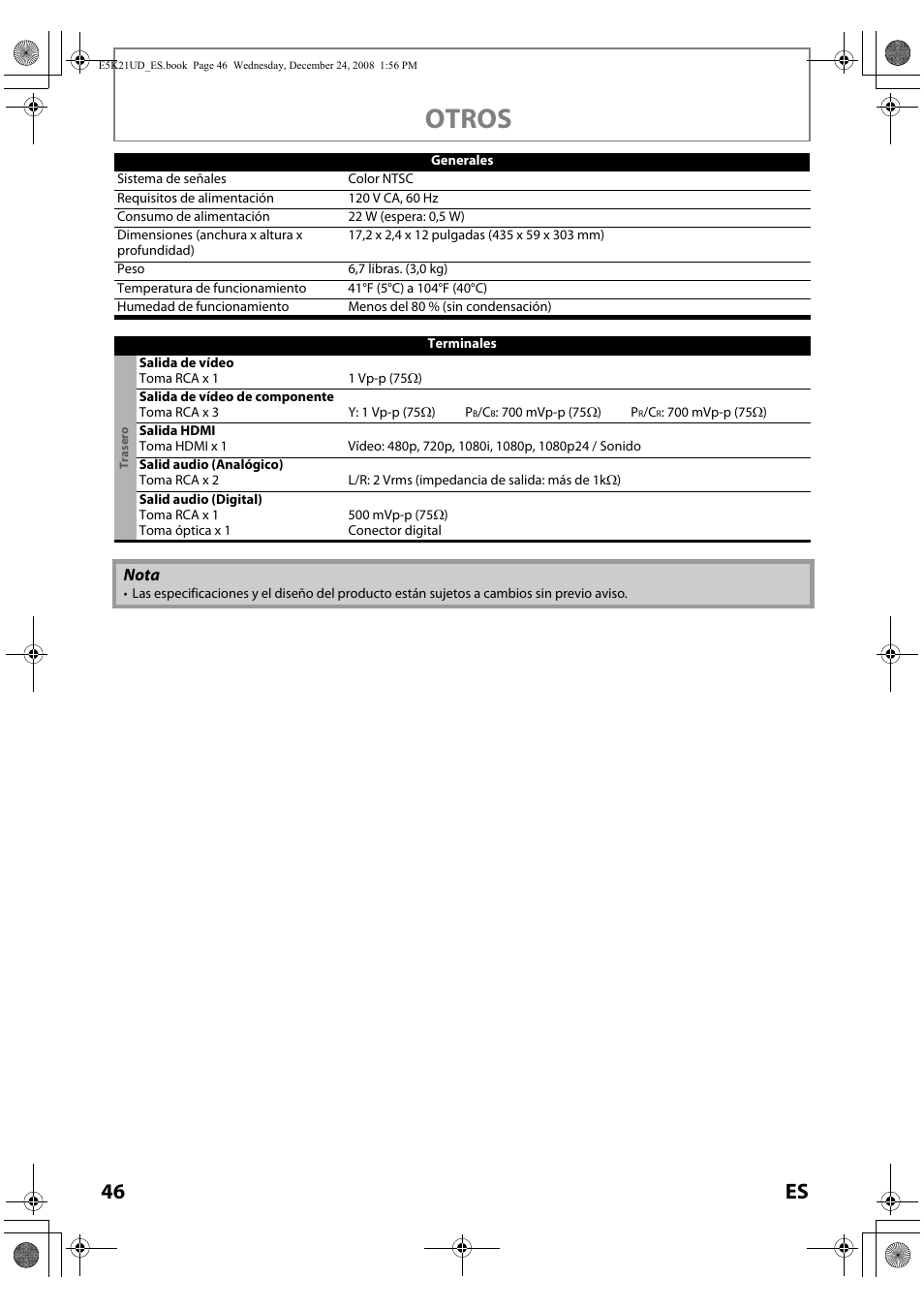 Otros, 46 es | FUNAI Blu-ray NB531MGX User Manual | Page 148 / 150