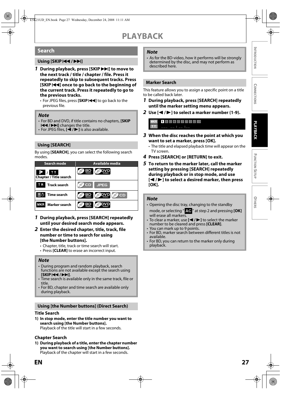 Search, Playback, 27 en | FUNAI Blu-ray NB531MGX User Manual | Page 29 / 150