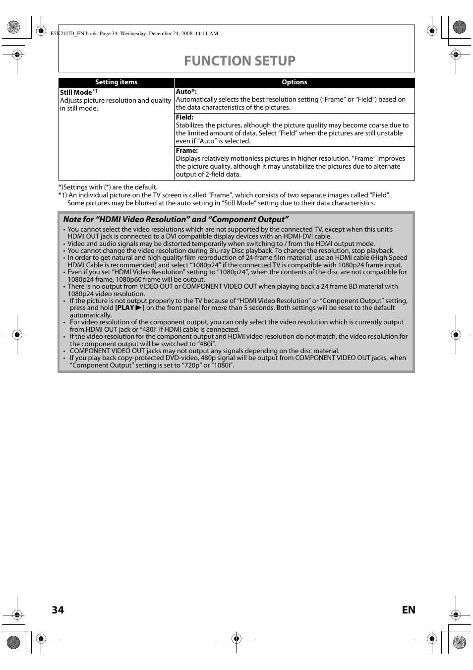 Function setup, 34 en | FUNAI Blu-ray NB531MGX User Manual | Page 36 / 150