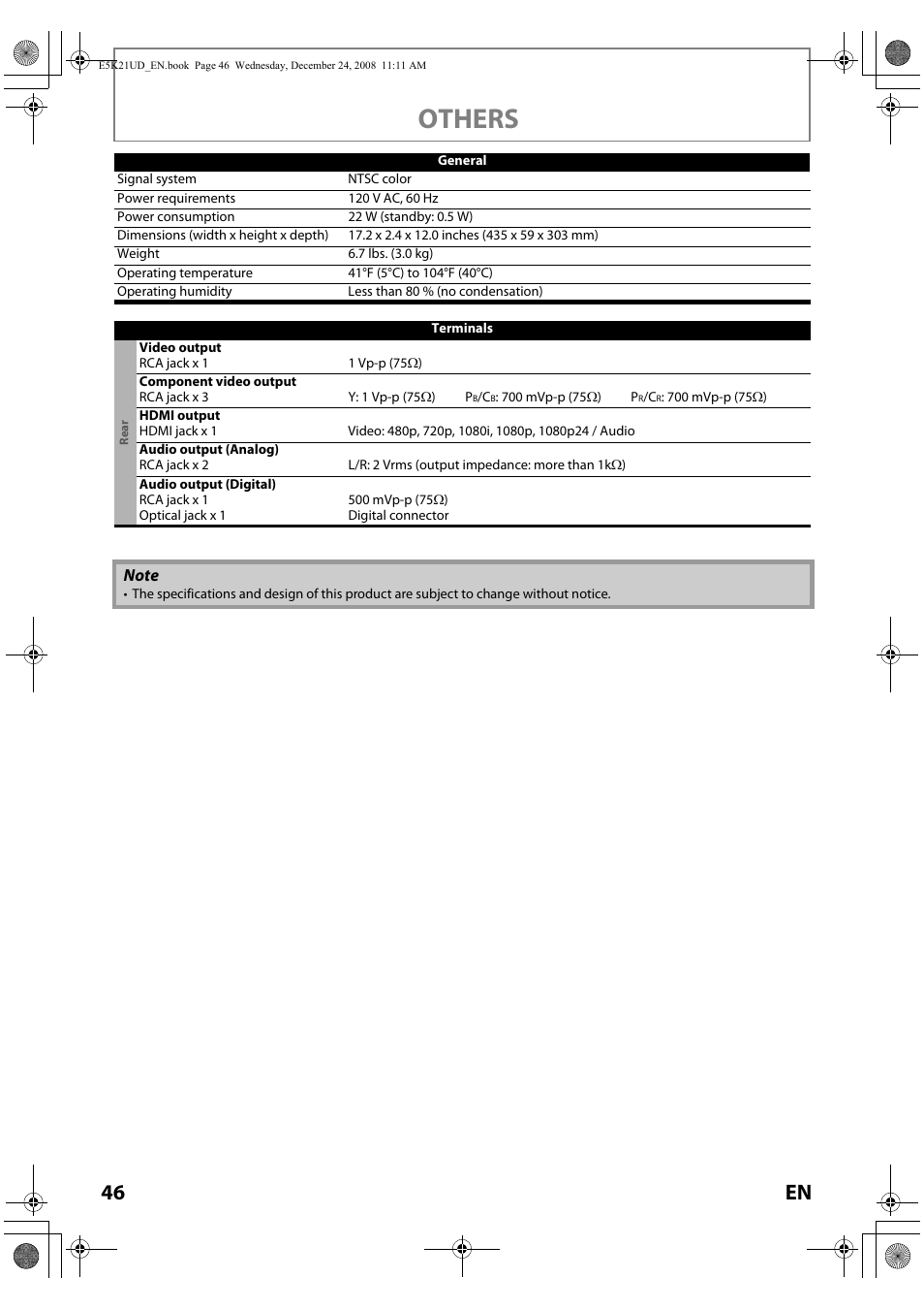 Others, 46 en | FUNAI Blu-ray NB531MGX User Manual | Page 48 / 150