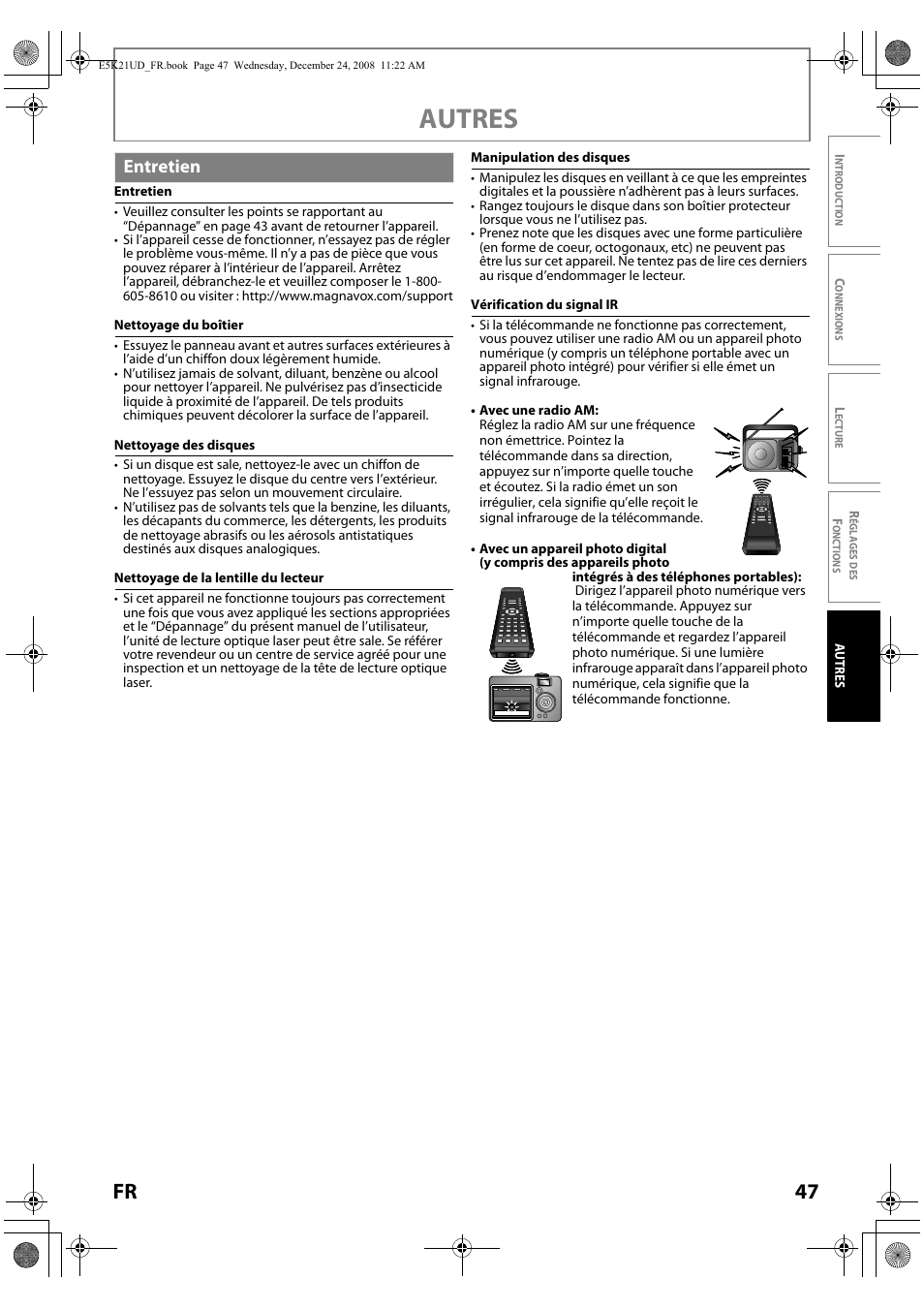 Entretien, Autres, 47 fr | FUNAI Blu-ray NB531MGX User Manual | Page 99 / 150