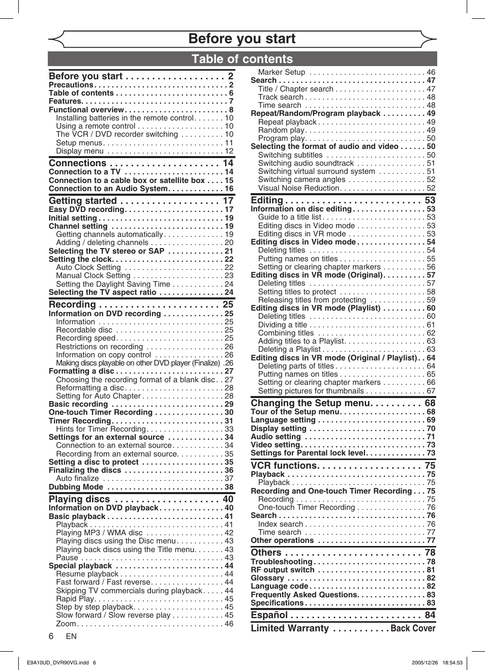 FUNAI DVR90VG User Manual | Page 8 / 90