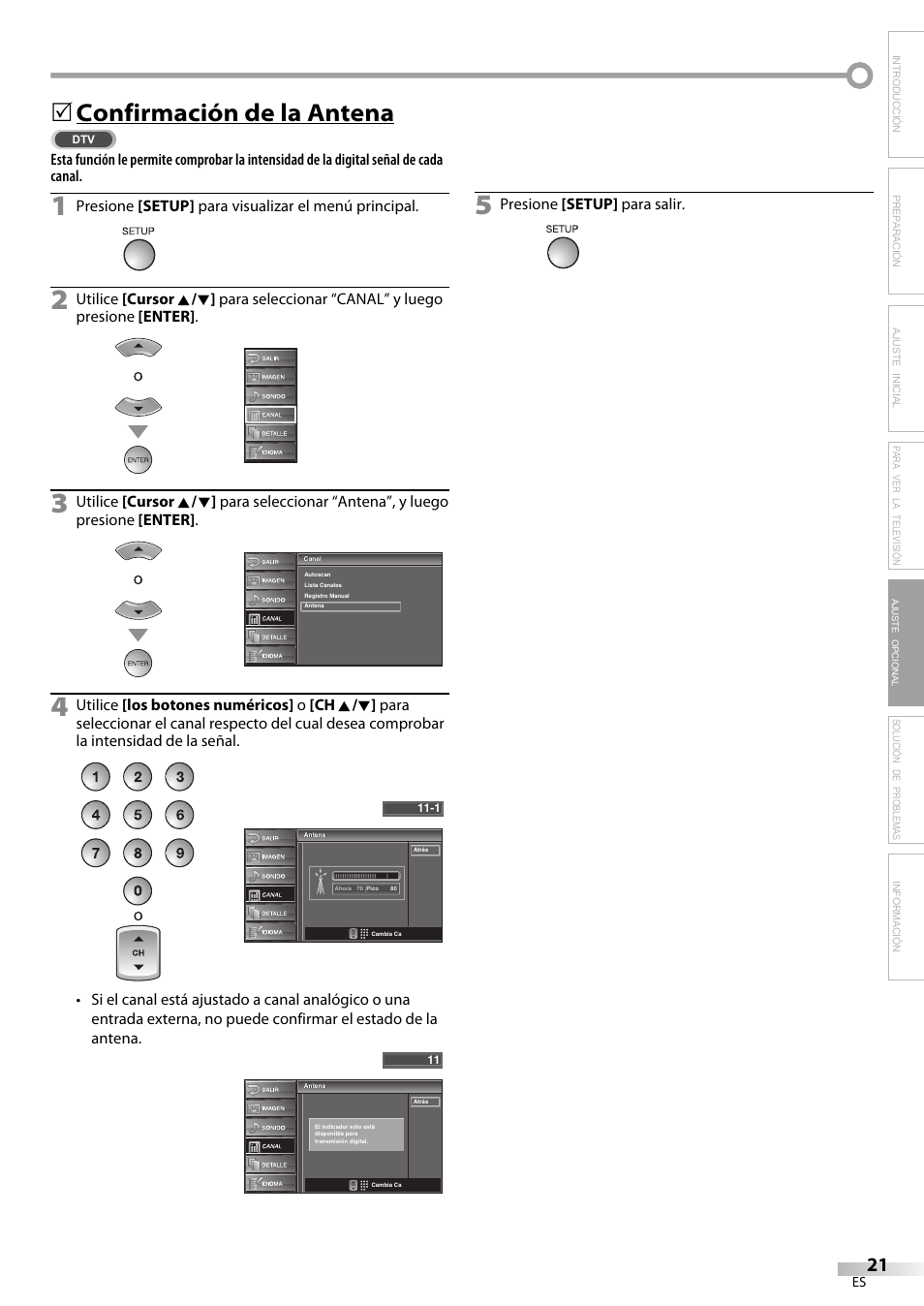 Confirmación de la antena | FUNAI LC225SL9 User Manual | Page 59 / 76