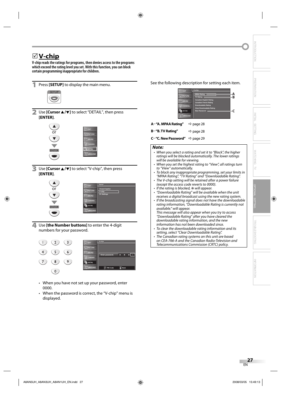 V-chip | FUNAI LC195EM9 B User Manual | Page 27 / 72