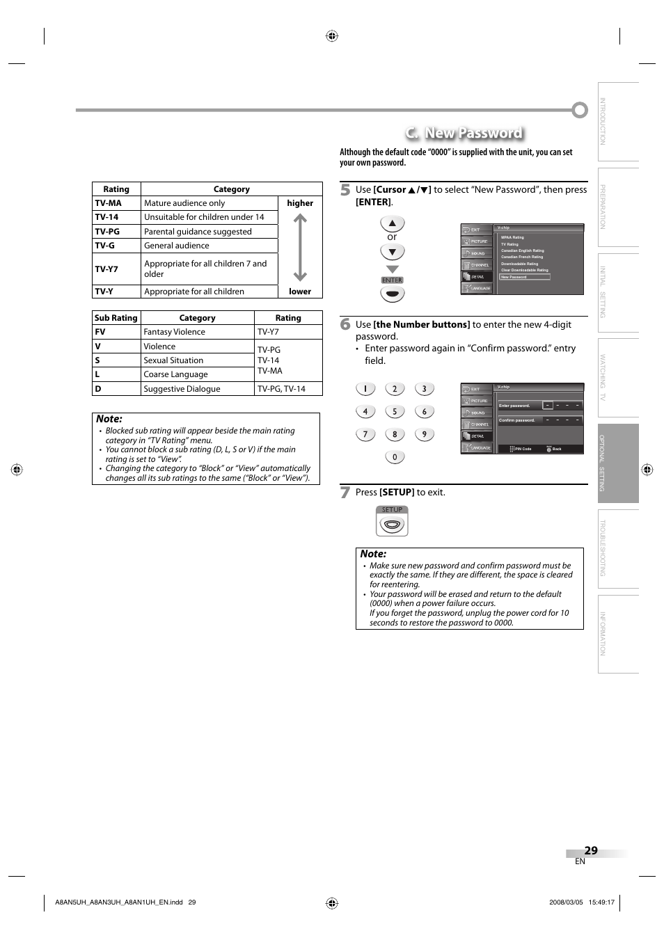 C. new password | FUNAI LC195EM9 B User Manual | Page 29 / 72