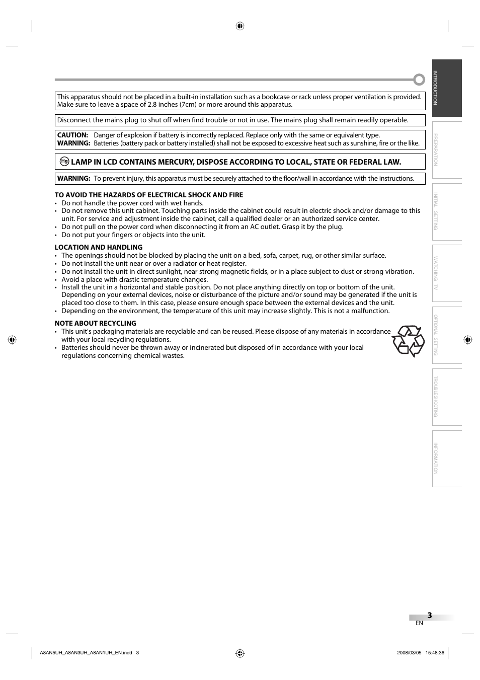 FUNAI LC195EM9 B User Manual | Page 3 / 72