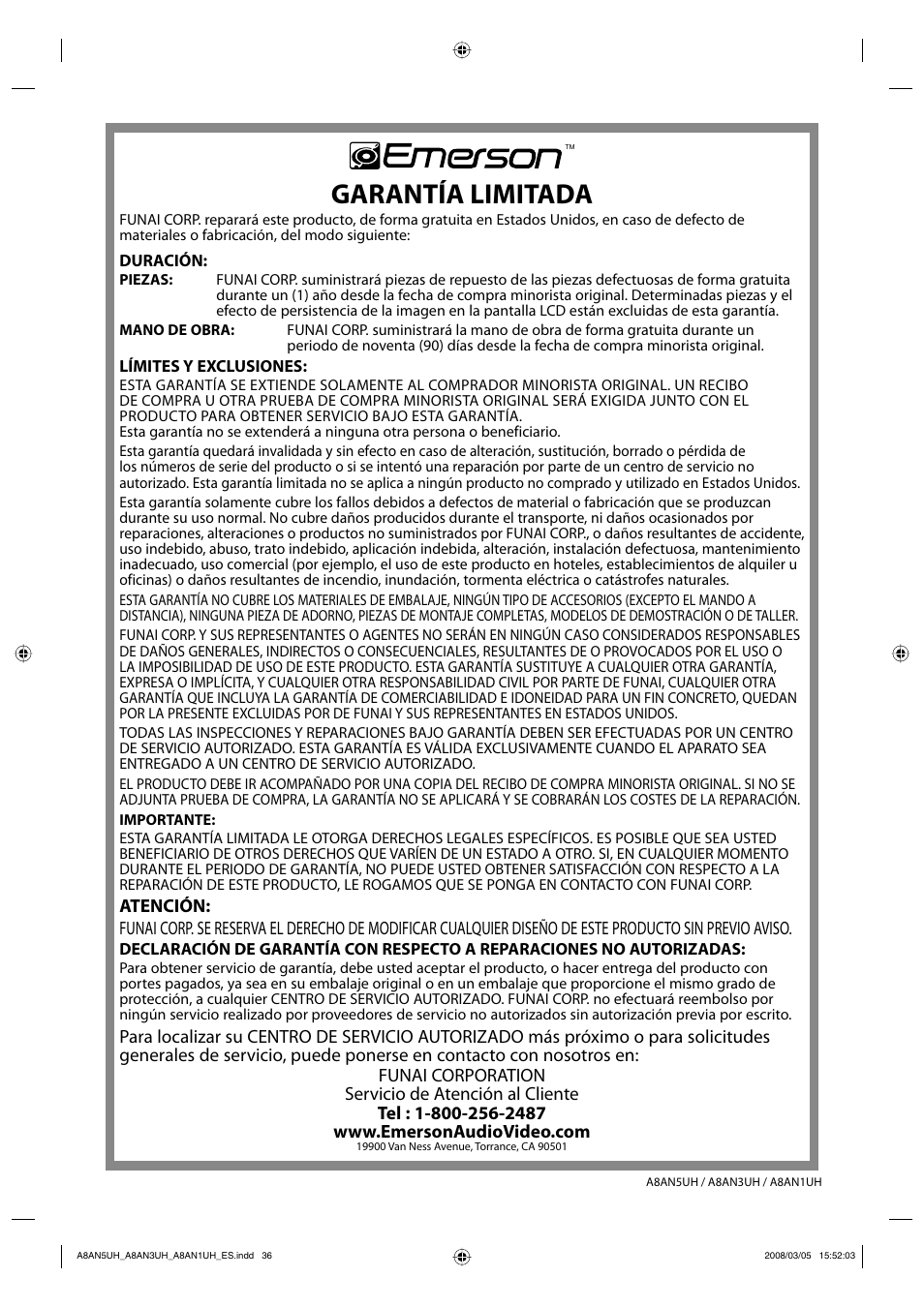 Garantía limitada | FUNAI LC195EM9 B User Manual | Page 72 / 72