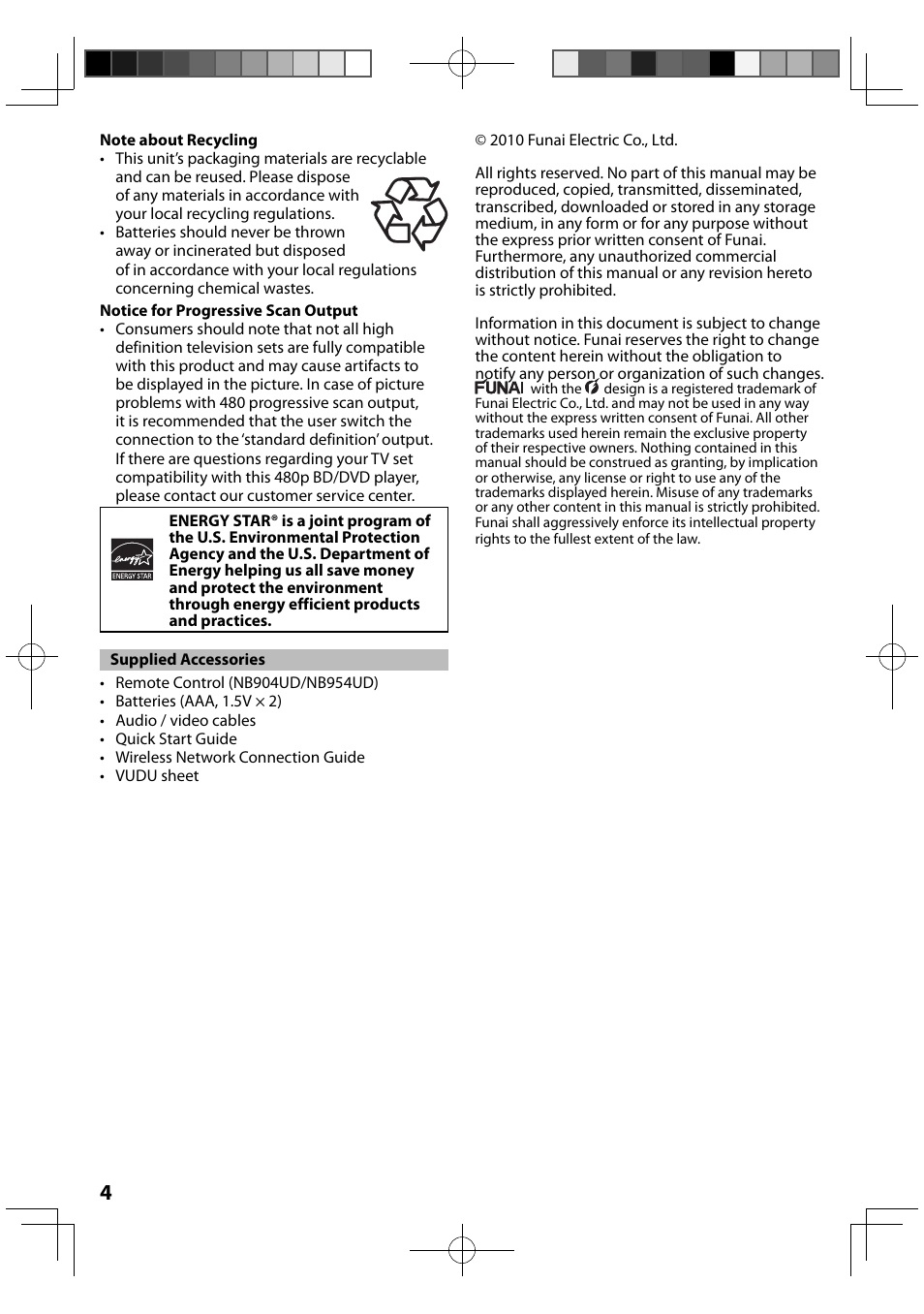 Supplied accessories | FUNAI MBP5120F/F7 User Manual | Page 4 / 48