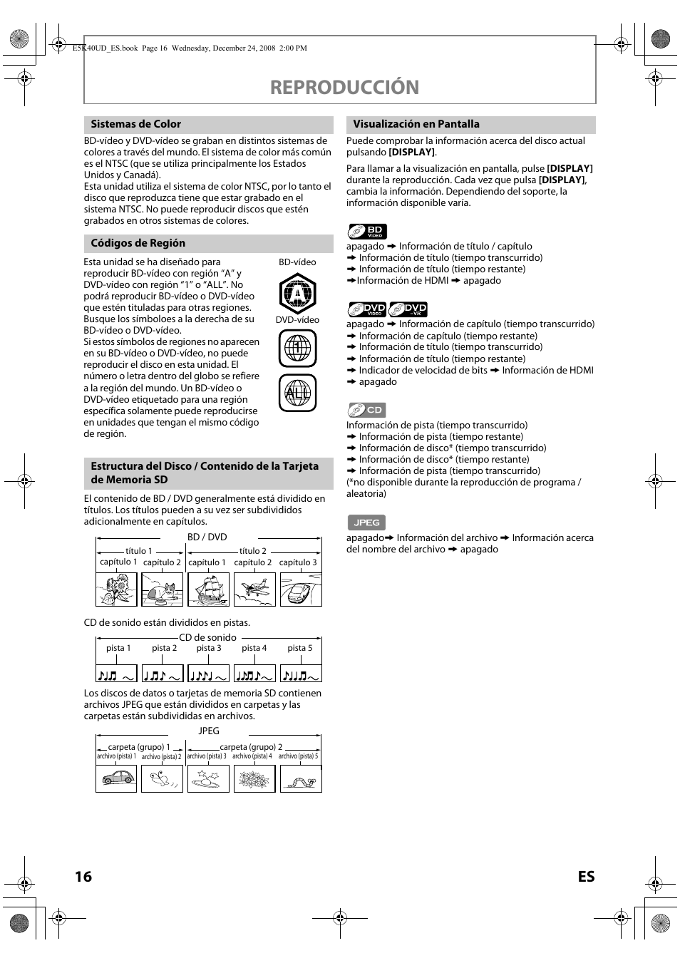 Reproducción, 16 es | FUNAI Blu-ray NB530SLX User Manual | Page 118 / 150