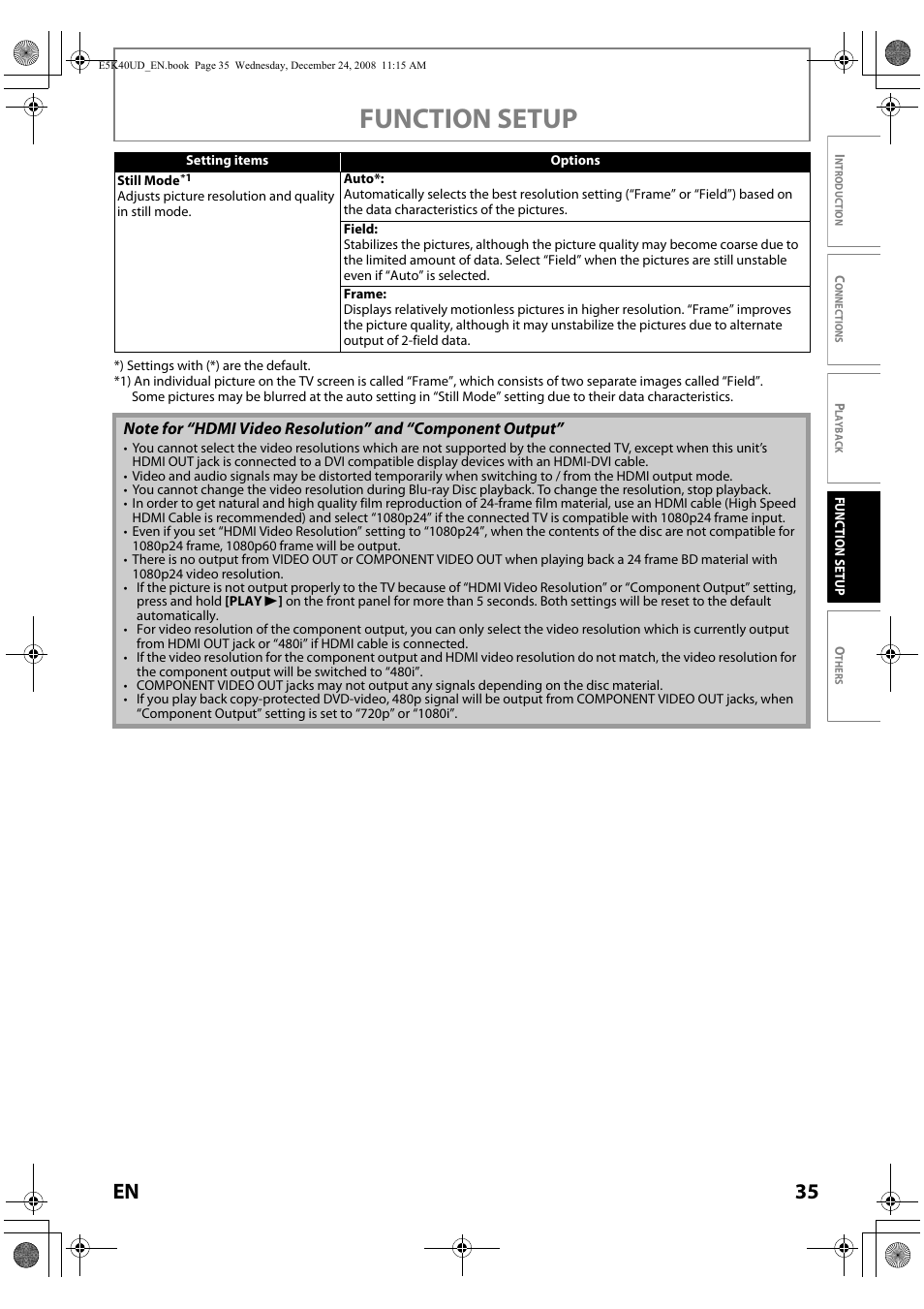 Function setup, 35 en | FUNAI Blu-ray NB530SLX User Manual | Page 37 / 150