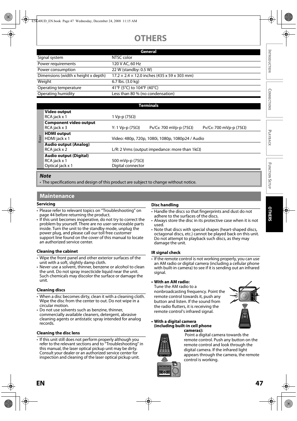 Maintenance, Others, 47 en | FUNAI Blu-ray NB530SLX User Manual | Page 49 / 150