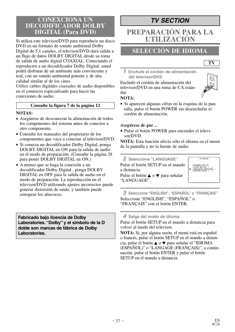 Preparación para la utilización | FUNAI MSD513E User Manual | Page 37 / 40