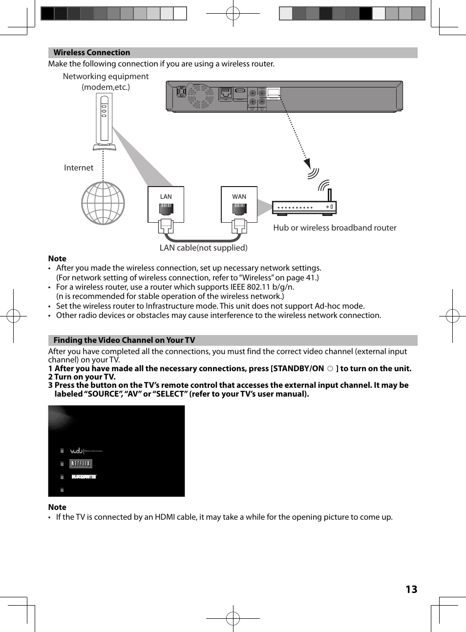 Wireless connection, Finding the video channel on your tv | FUNAI MBP5130/F7 User Manual | Page 13 / 52