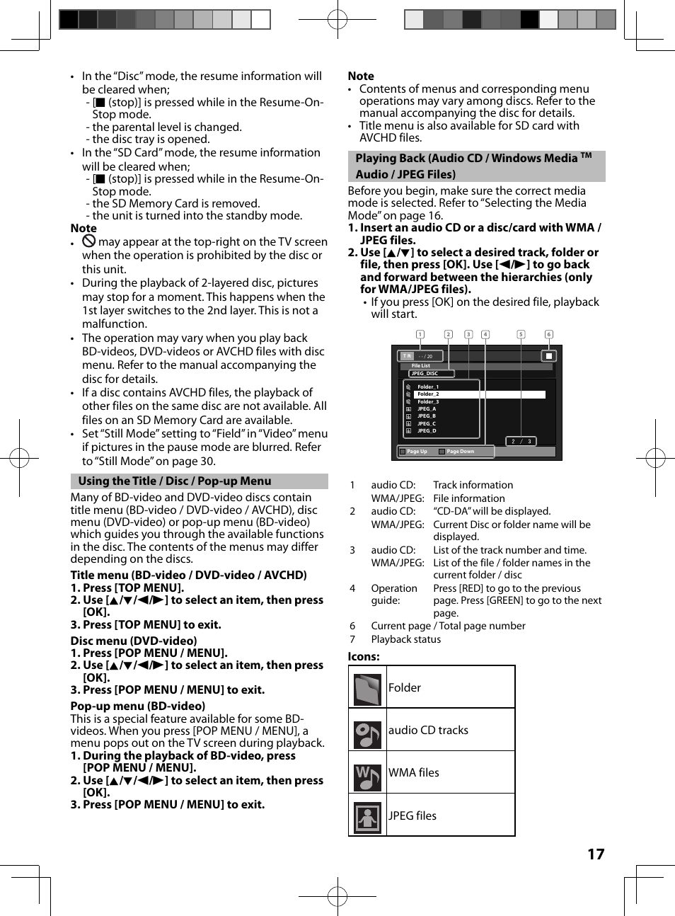 Using the title / disc / pop-up menu | FUNAI MBP5130/F7 User Manual | Page 17 / 52