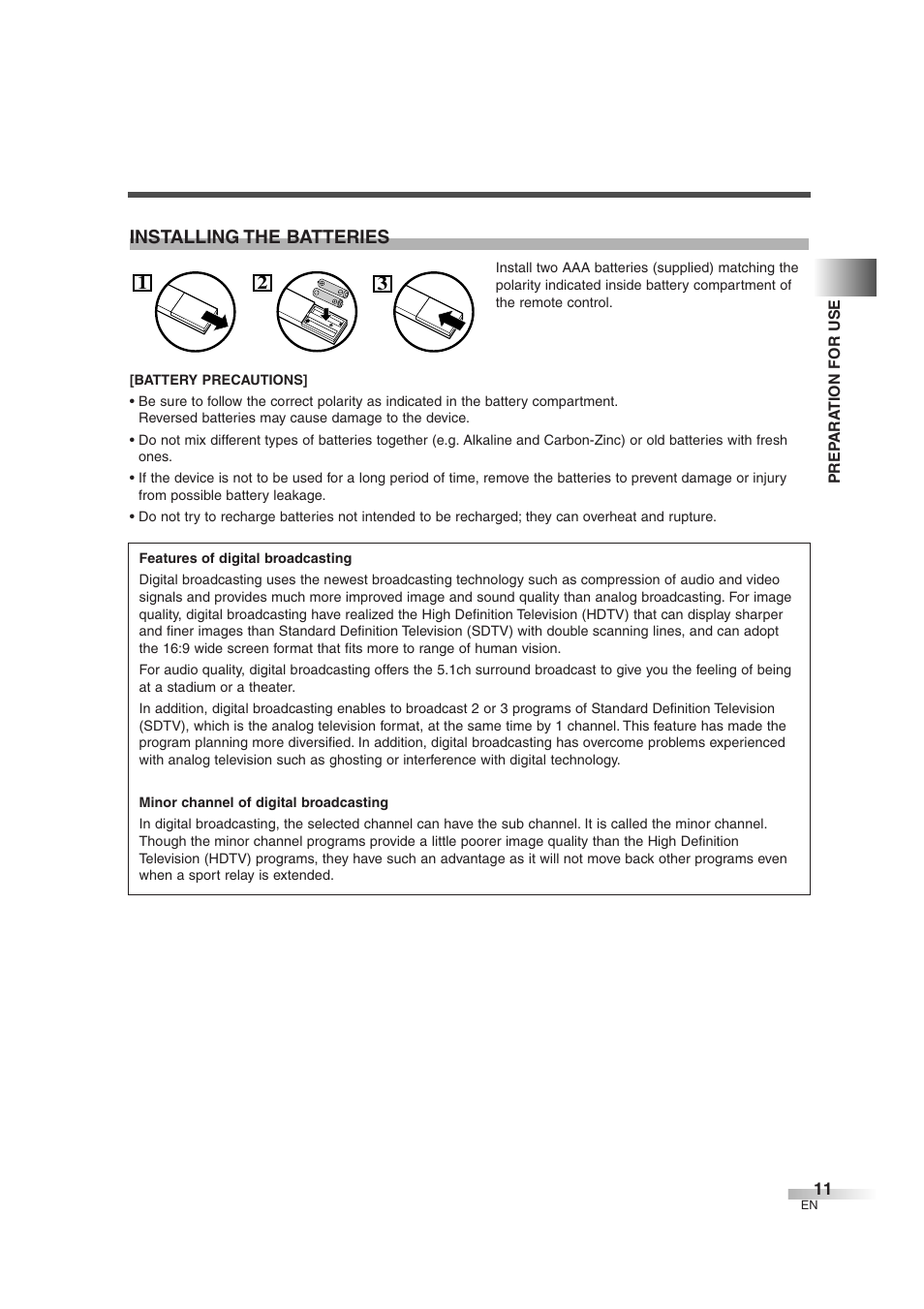 Installing the batteries | FUNAI IWT3206 User Manual | Page 11 / 76