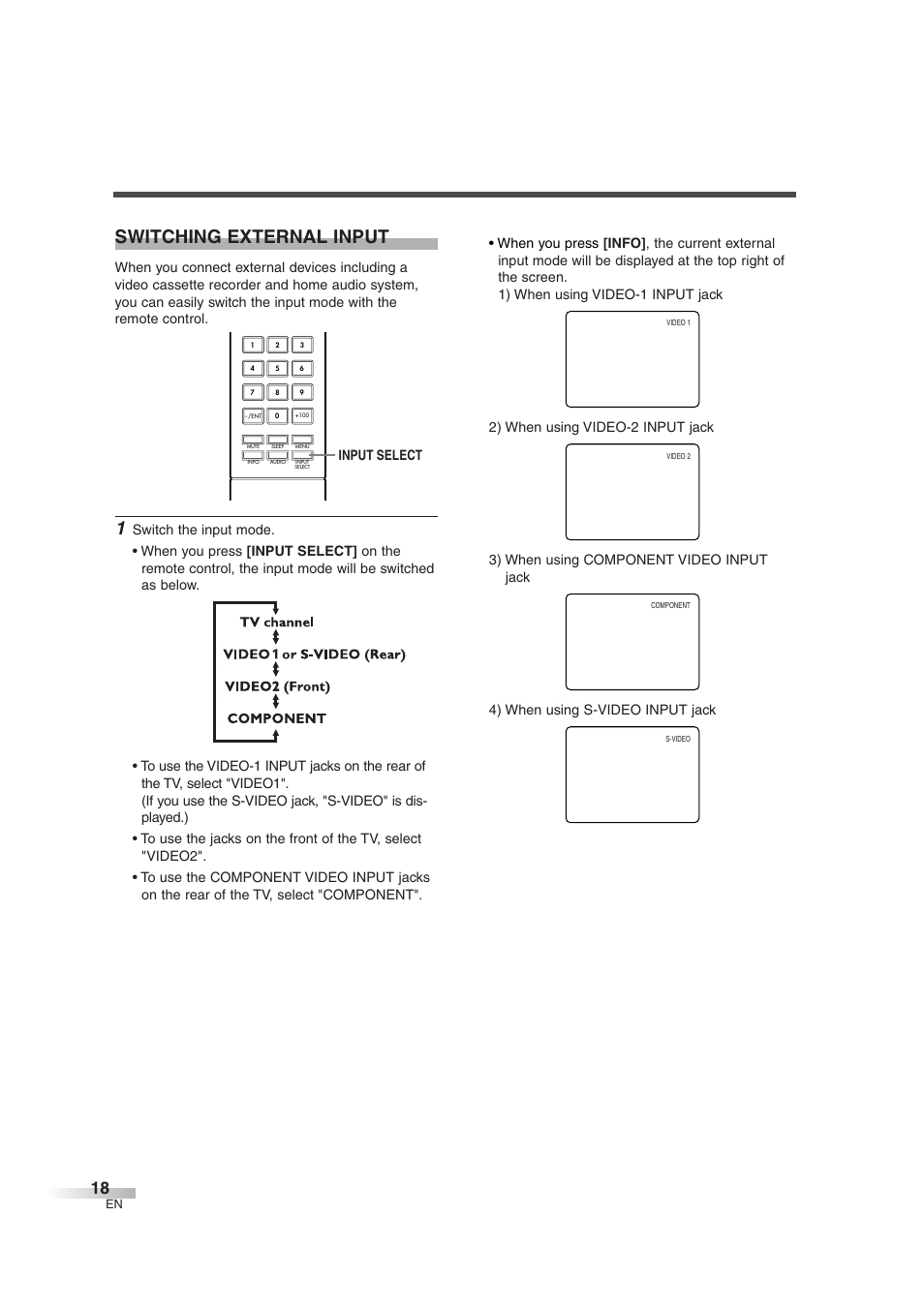 Switching external input | FUNAI IWT3206 User Manual | Page 18 / 76