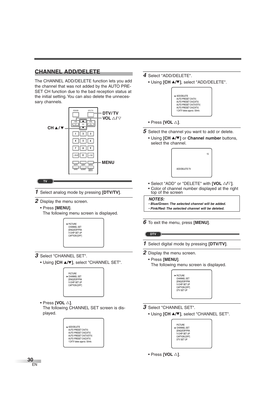 Channel add/delete | FUNAI IWT3206 User Manual | Page 30 / 76