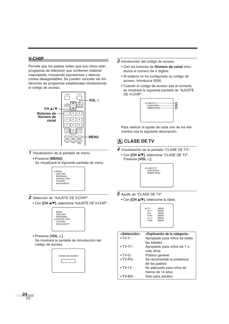 V-chip, A clase de tv | FUNAI IWT3206 User Manual | Page 62 / 76