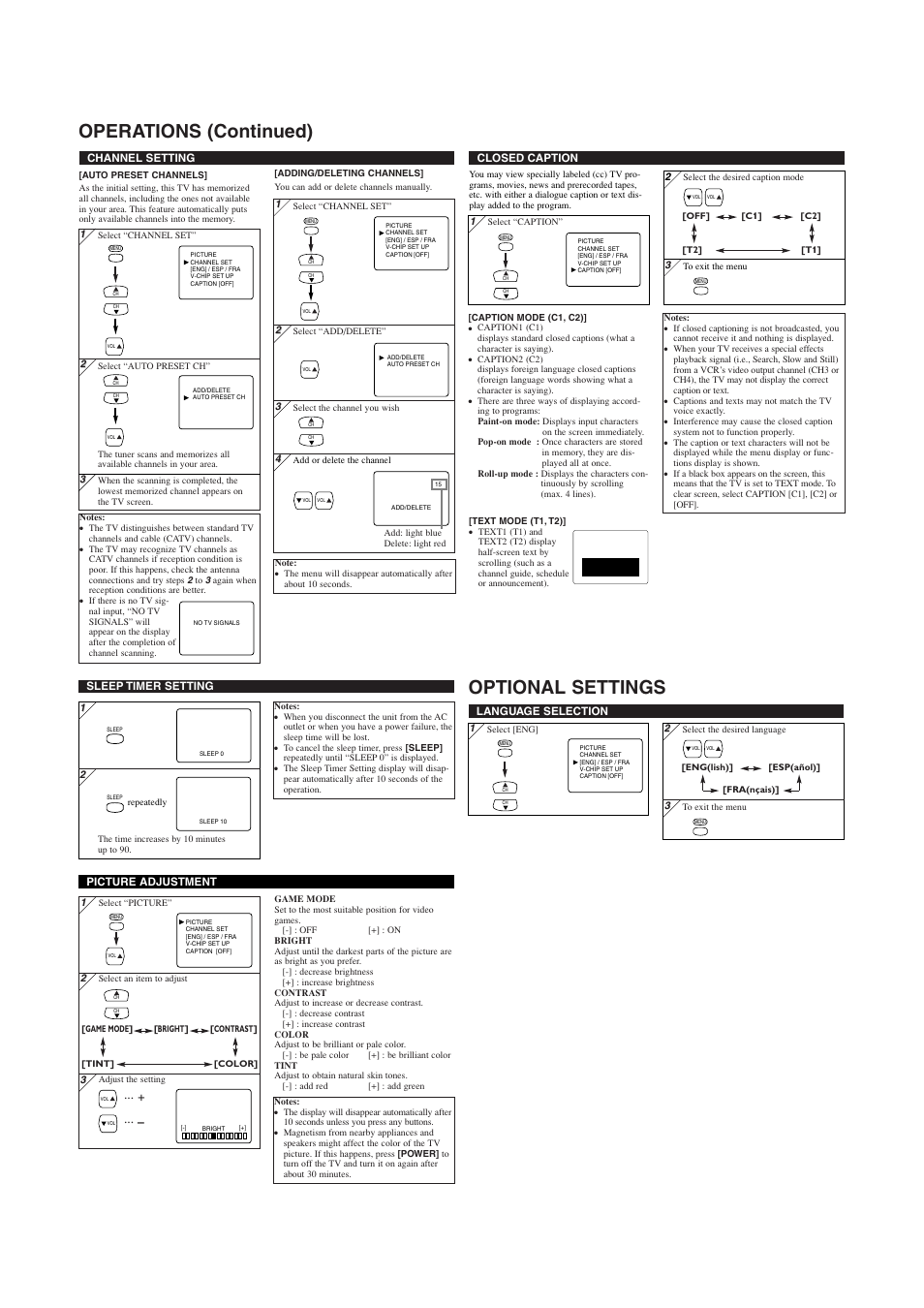 Operations (continued) optional settings | FUNAI MJ413TG User Manual | Page 3 / 4