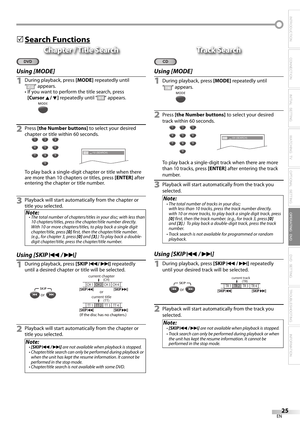 5track search track search | FUNAI V7PFDVD20 User Manual | Page 25 / 44