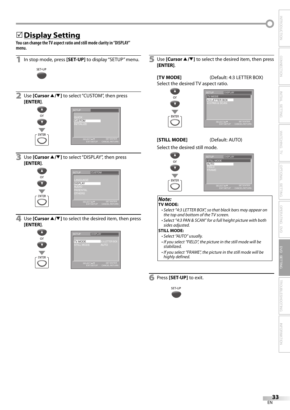 Display setting | FUNAI V7PFDVD20 User Manual | Page 33 / 44