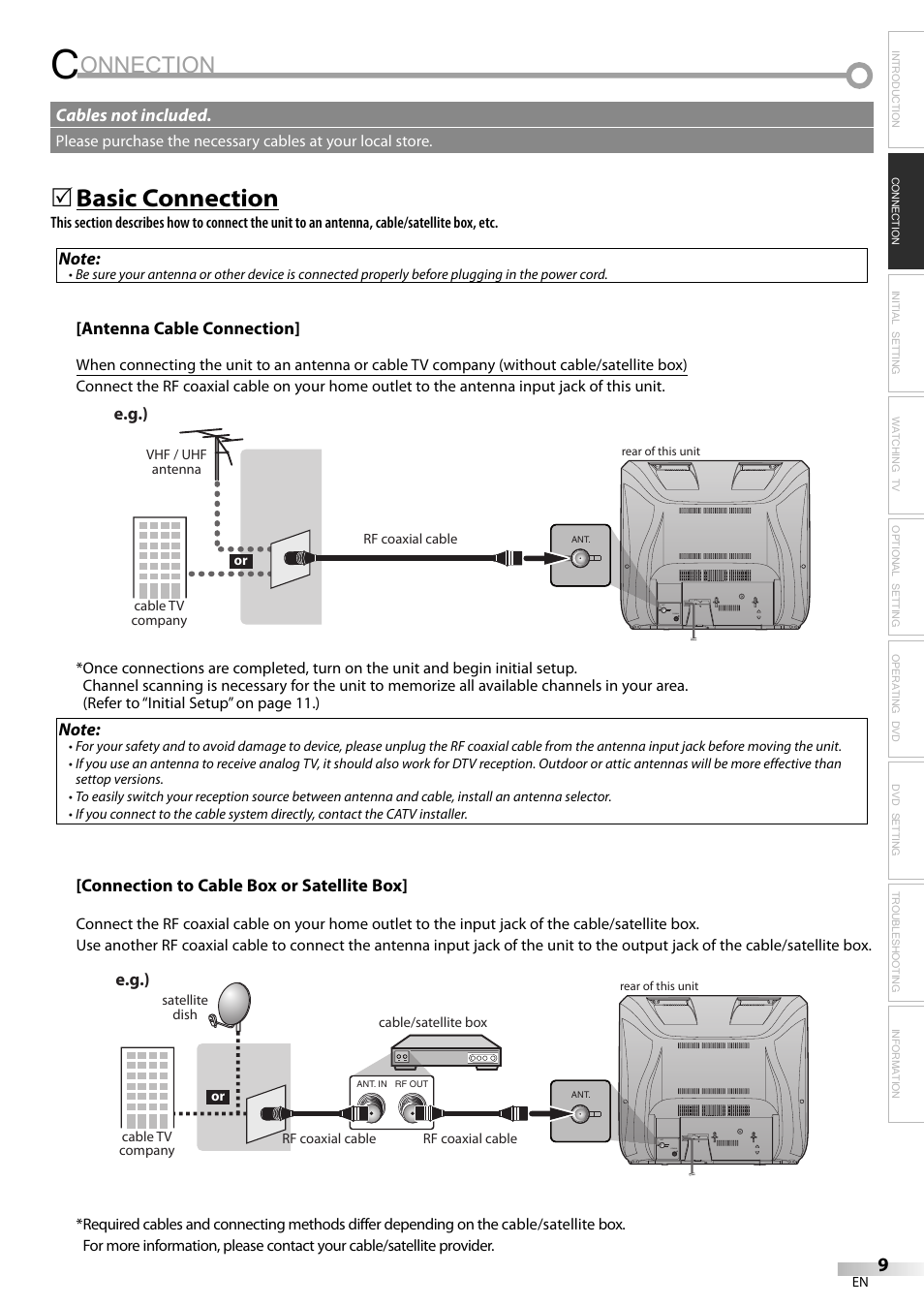 Onnection, Basic connection | FUNAI V7PFDVD20 User Manual | Page 9 / 44