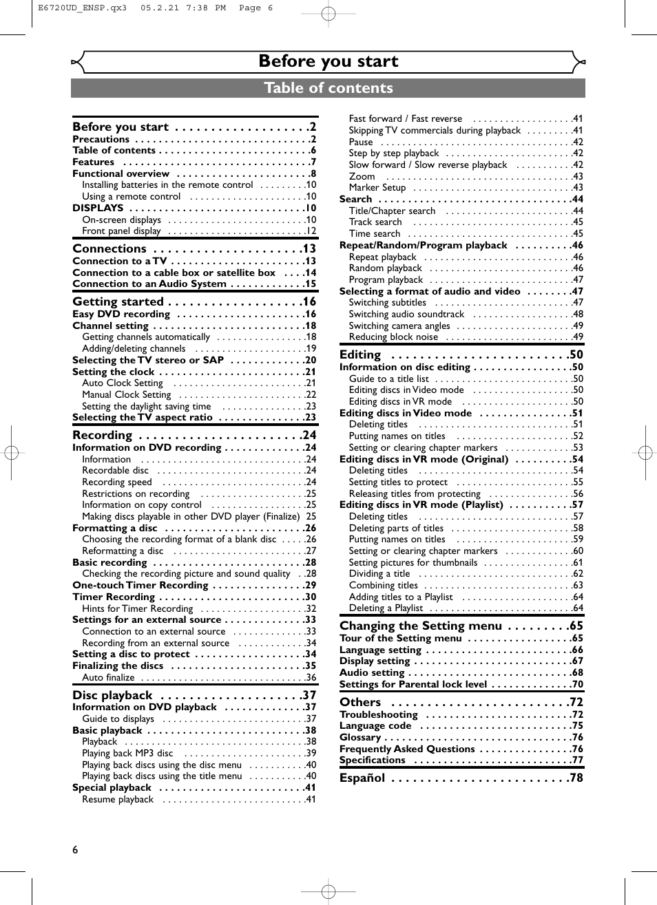 FUNAI EWR10D5 User Manual | Page 8 / 82