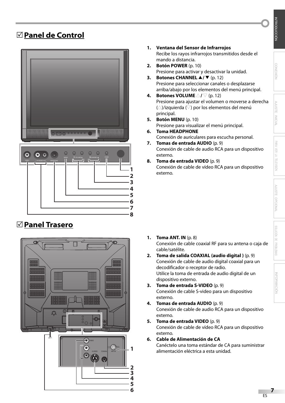 Panel de control 5 panel trasero 5 | FUNAI CR202EM9 User Manual | Page 33 / 52
