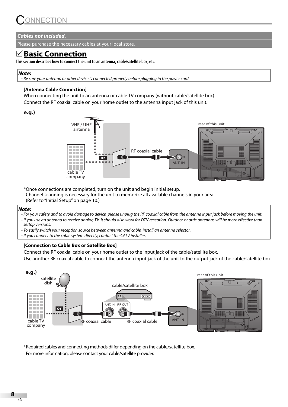 Onnection, Basic connection | FUNAI CR202EM9 User Manual | Page 8 / 52