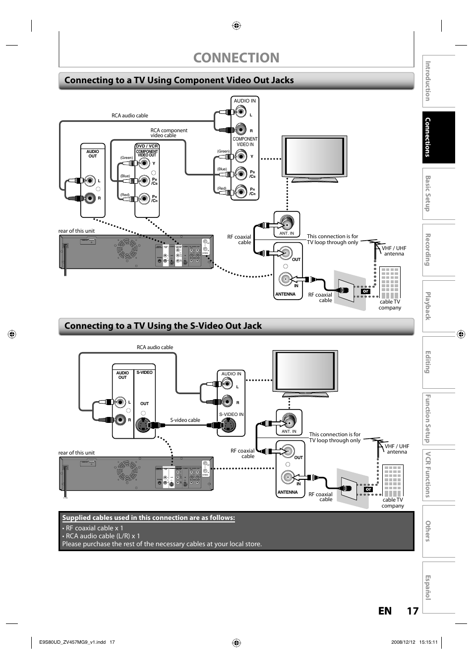 Connection, 17 en 17 en | FUNAI ZV457MG9 A User Manual | Page 19 / 110